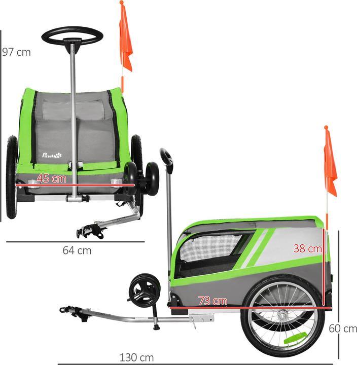 Produktbild PawHut Hundeanhänger 2 in 1 Trolley