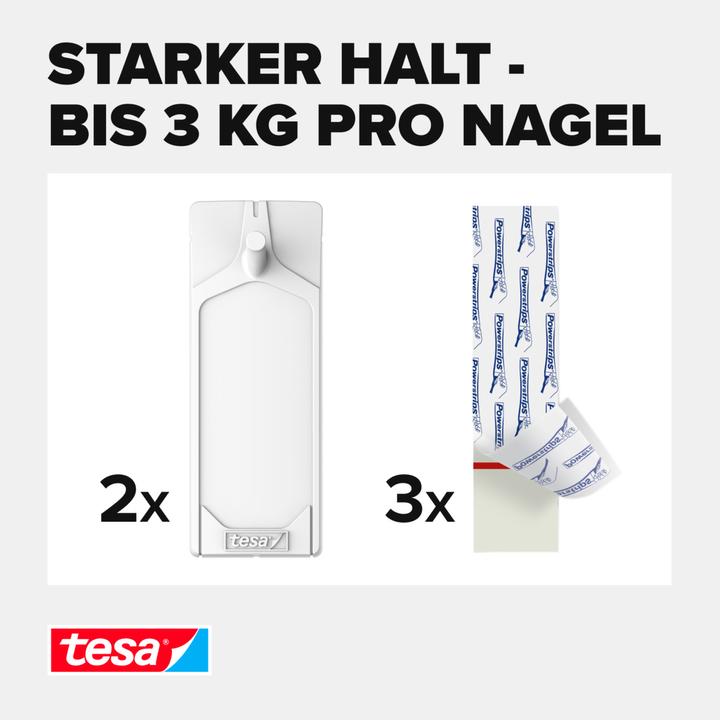 Actual product image tesa Adhesive nail for tiles & metal, 3kg holding power, can be removed without a trace & reused, 4 nails