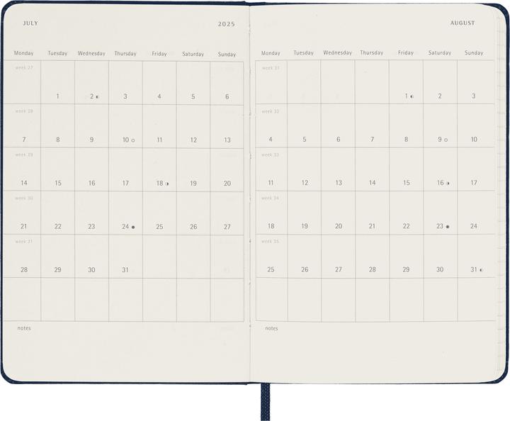 Productafbeelding Moleskine 12 maanden weekkalender 2025, pocket/A6, 1 week = 1 pagina, rechts gelinieerd (Pocket, A6, Engels)