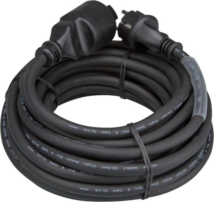 Produktbild HQ Power GUMMI-VERLÄNGERUNGSKABEL MIT SCHRUMPFSCHLAUCH - 3G2.5 - 20 m - STECKER-TYP E (FRANZÖSISCHES SYSTEM) (20 m, CEE 7/5)