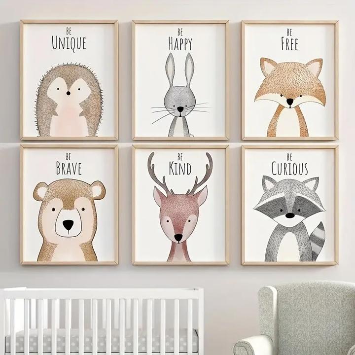 Immagine prodotto Cbx Poster Animali della foresta su tela senza cornice 6 pezzi
