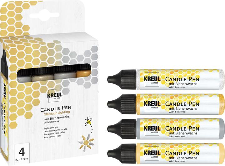 Actual product image Kreul Candle Pen Set of 4, Wax Colour (Gold, Silver, Glitter gold, Glitter Silver, 116 ml)