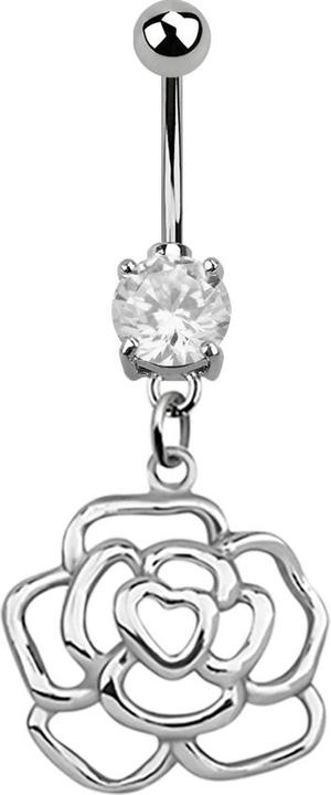Produktbild Star Piercing Banane silber mit Anhänger Rose silber (925 Sterlingsilber, Chirurgenstahl 316L, ohne Messing)