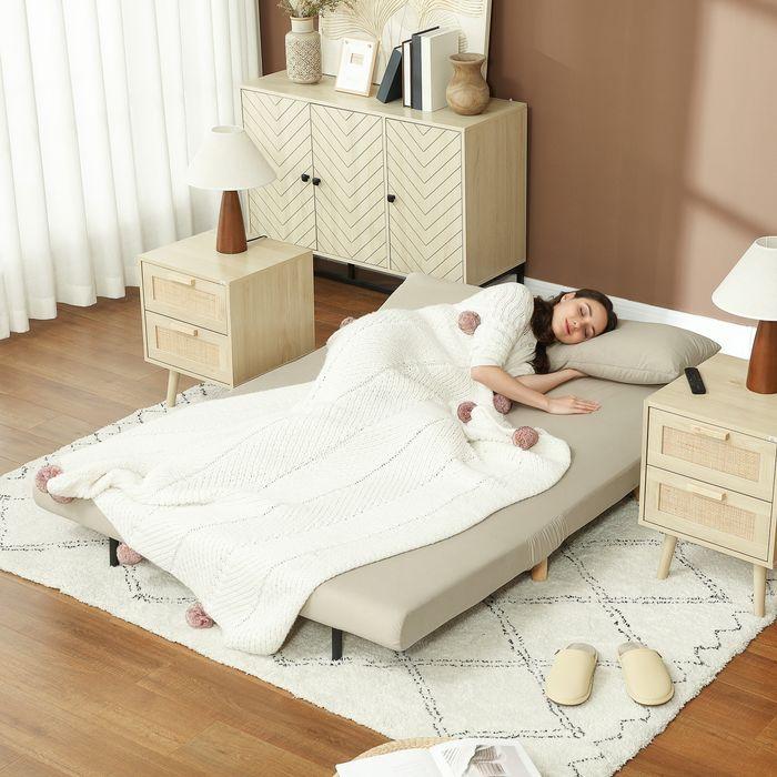 Actual product image Swisshandel24 Schlafsofa Sofa mit Schlaffunktion 130 X 78 cm Couch mit Lendenkissen, Beige
