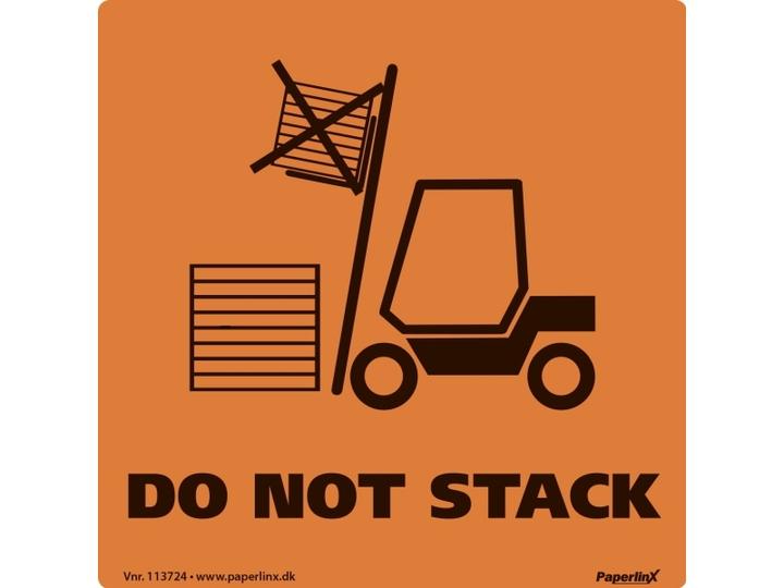 Produktbild Antalis Etiketter Do not stack orange/ sort 100x100mm 250stk/rul - (250 stk.)