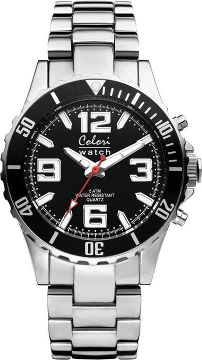Immagine prodotto Colori 5 -Col149 - Uhr - silberfarben und schwarz - 40 mm (40 mm)