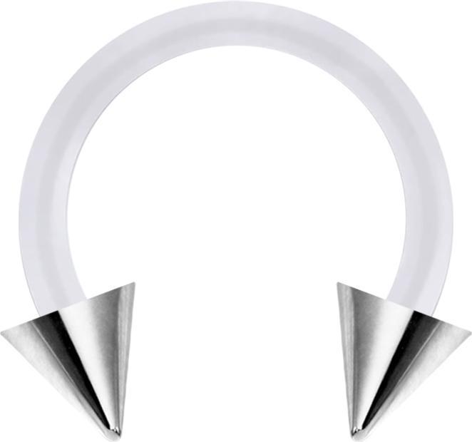 Produktbild Star Piercing Micro Circular Barbell transparent mit zwei Cones silber (Bioflex, Chirurgenstahl 316L, ohne Messing)