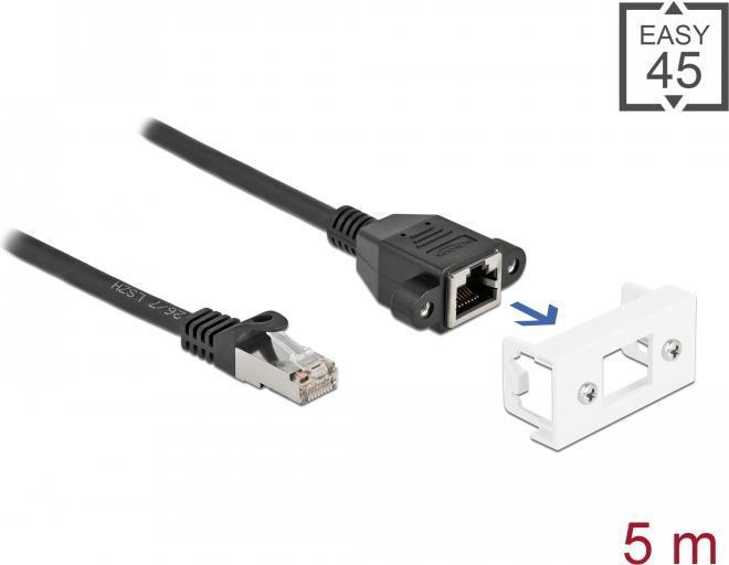 Produktbild Delock Netzwerk Verlängerungskabel für Easy 45 Modul S/FTP RJ45 Stecker zu RJ45 Buchse Cat.6A 5 m schwarz (S/FTP, CAT6a, 5 m)