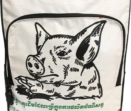 Actual product image Bekos Upcycling - Daypack from recycled feed sacks Pig