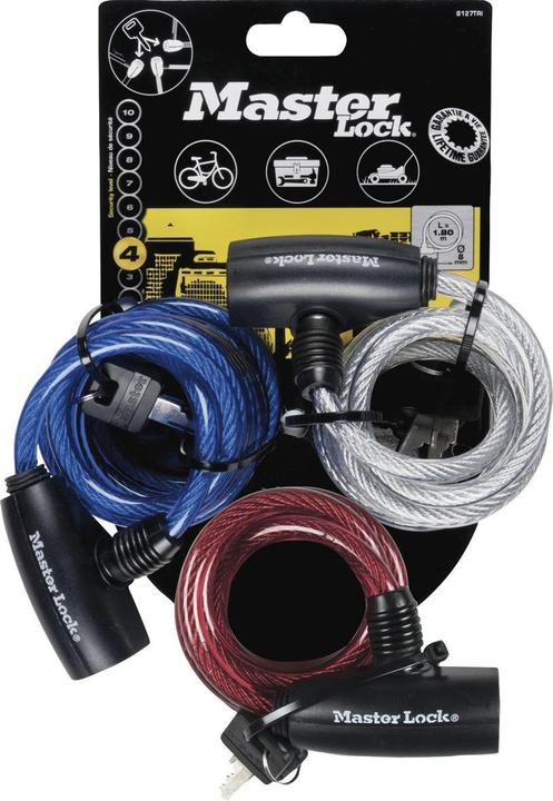Actual product image Master Lock Spiral cable lock set 3-piece (180 cm)