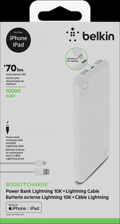 Actual product image Belkin Boost Charge Power Bank 10K Light.Connector+ Kabel (10000 mAh, 12 W, 37 Wh)