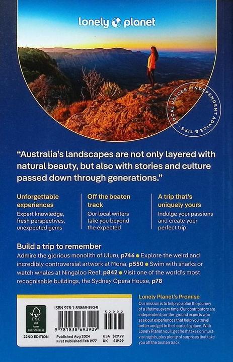 Actual product image Australia (English, Jessica Korteman, Mwende Mutuli Musau, Jessica Lockhart, Paul Harding, The Lonely Planet, Reid Sarah, Josh West, Holden Trent, Rawlings-Way Charles, Waters Steve, Kat Barber, Dragicevich Peter, Ham Anthony, McLachlan Craig, D'Arcy Jayne, Maxwell Virginia, 2024)