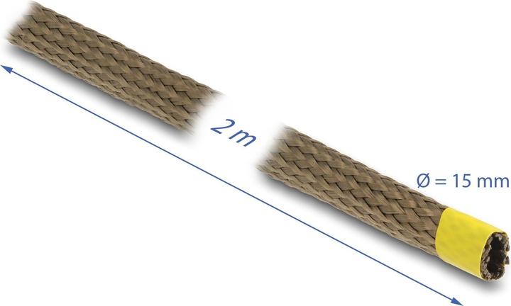 Produktbild Delock Geflechtschlauch aus Basalt Fasern 2 m x 15 mm Braun (Kabelschlauch, 200 cm)