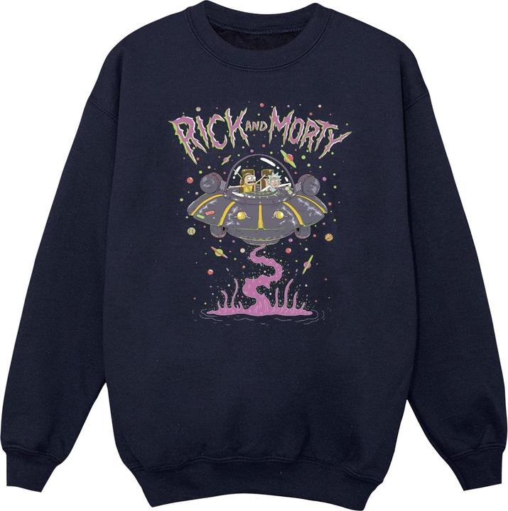 Actual product image Rick And Morty Mens Pink Spaceship Sweatshirt (XL)