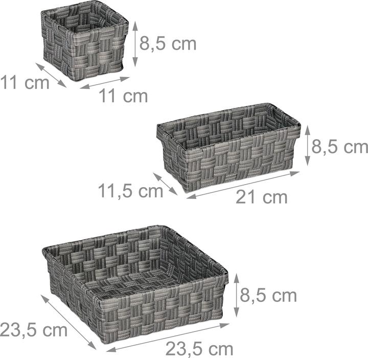 Produktbild Relaxdays 4x Aufbewahrungskorb (4 x, 23.5 x 23.5 x 8.5 cm)