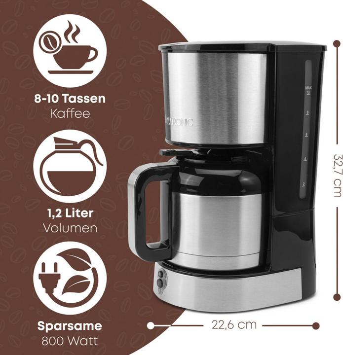 Produktbild Clatronic KA 3805 Kaffeemaschine silber, 8-10 Tassen
