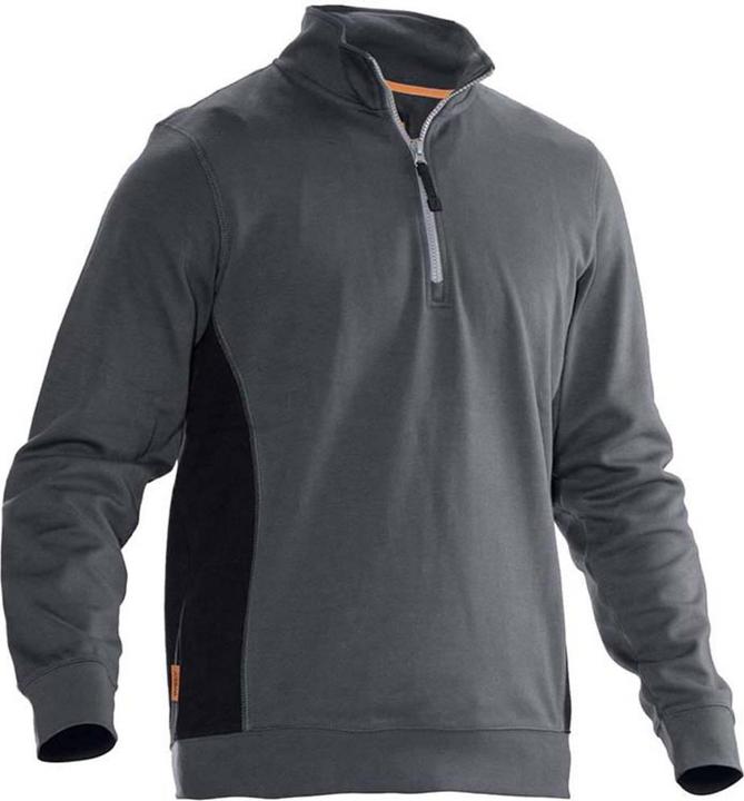 Jobman J5401-grau/schwarz-XL Sweatshirt mit Kragen 1/2 zip Kleider-Grösse: XL Dun