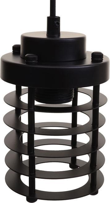 Image du produit Swisshandel24 Lampe à Suspendre, Industriel Vintage Bois Métal Noir - 5 Abat-jour Cage (E27)