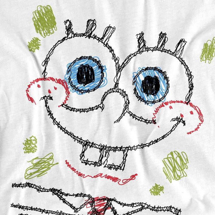Actual product image Spongebob Squarepants Unisex Adult Scribble Smile T-Shirt (S)