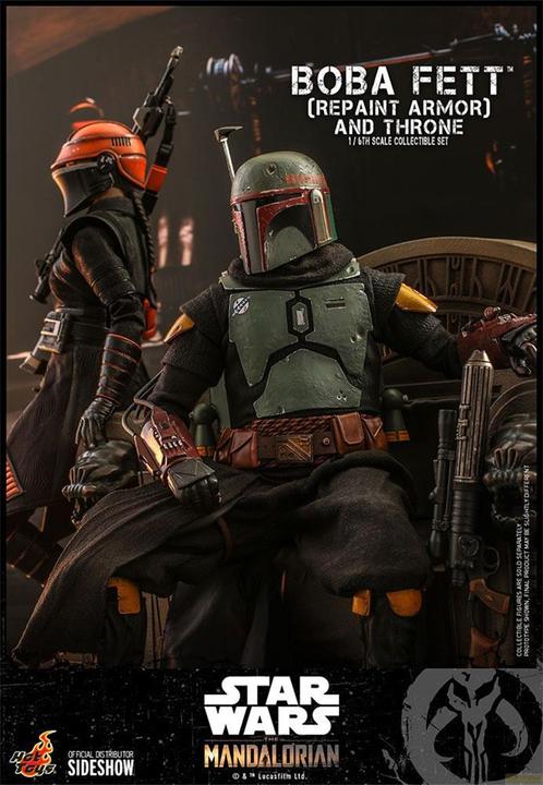 Actual product image Hot Toys Star Wars The Mandalorian Action Figure 1/6 Boba Fett (Repaint Armor) and Throne 30 cm
