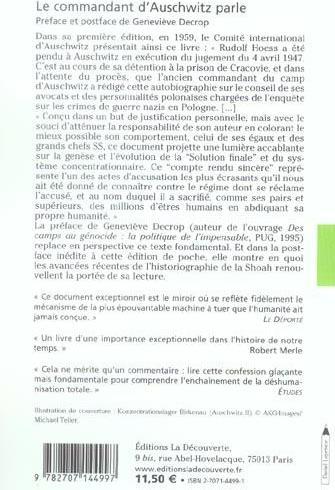 Produktbild Le commandant d'Auschwitz parle (Französisch, Rudolf Hoess, 2005)