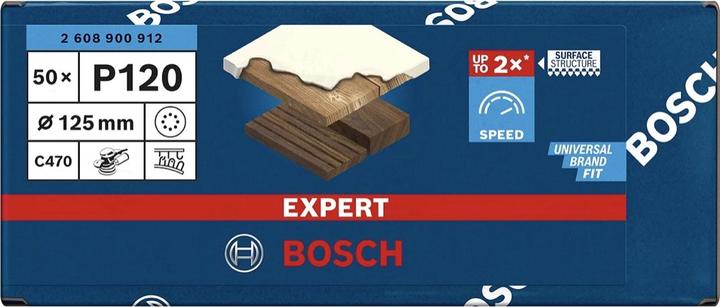 Immagine prodotto Bosch Professional Zubehör EXPERT C470 Carta abrasiva a 8 fori per levigatrici rotorbitali, 125 mm, G 120, 50 pezzi. (120)