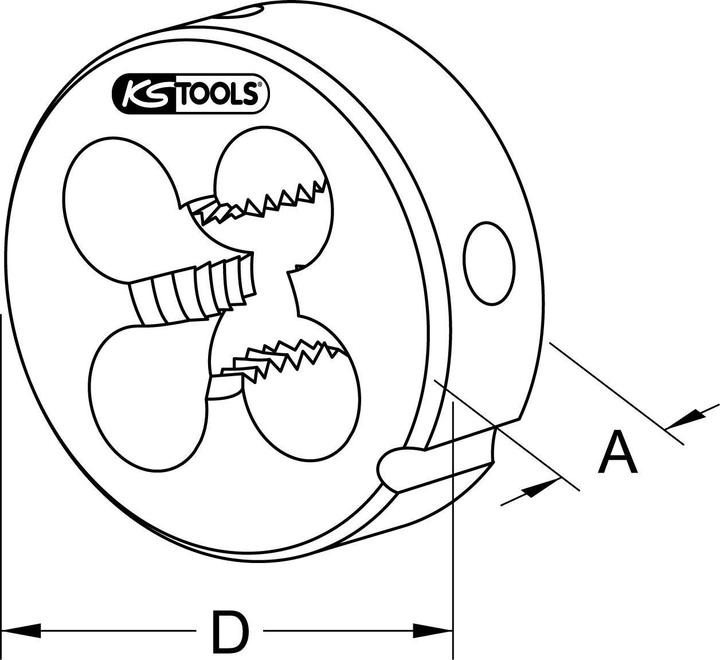 Image du produit KS Tools Filière HSS M, forme B fermée, préfendue, M10 x 1,50.