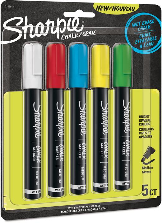 Sharpie Chalk marker 5er Blister M, Multicolor (White, Yellow, Green, Blue, Red, 5 x)