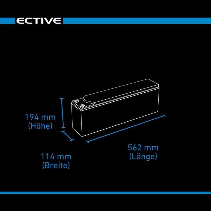 Immagine prodotto Ective Batteria AGM 100Ah 12V Deep Cycle Slim con terminale anteriore Batteria di alimentazione Batteria (12 V, 100 Ah)