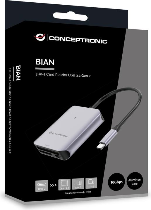 Immagine prodotto Conceptronic Lettore di schede USB 3.2 Gen2 CFast SD/TF 4.0 UHS-II (USB 3.2 Gen 2)