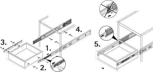 Produktbild Hettich Schubladenschiene Vollauszug 450 mm mit Anschlagdämpfung chromatiert 9126922 2 Stück