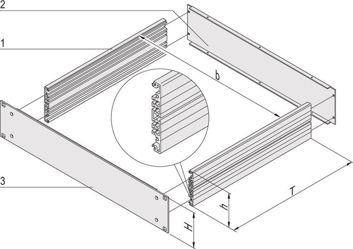 Produktbild Schroff 19"- Einschub Aluminium (Grundbausatz) - MULTIPAC GRUNDAUSB.4HE 280T