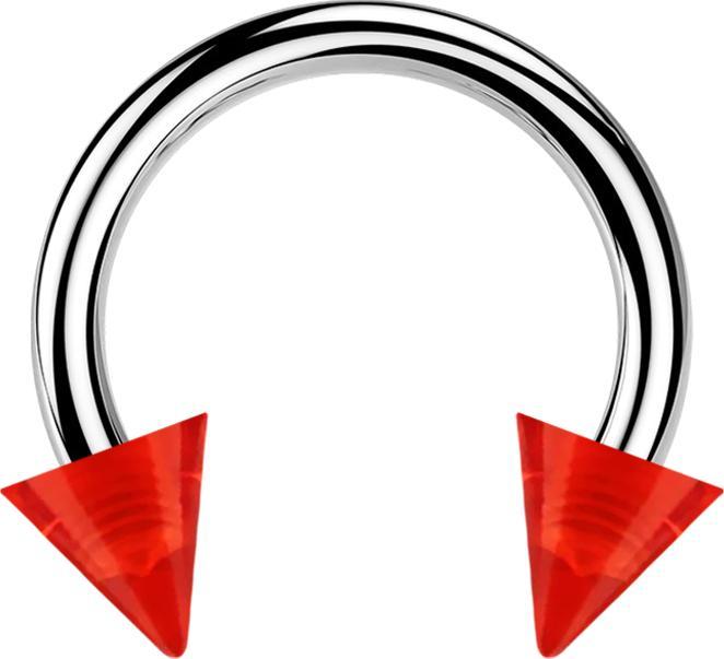 Star Piercing Micro Circular Barbell silber mit zwei Cones rot transparent (Acryl, ohne Messing, Chirurgenstahl 316L)