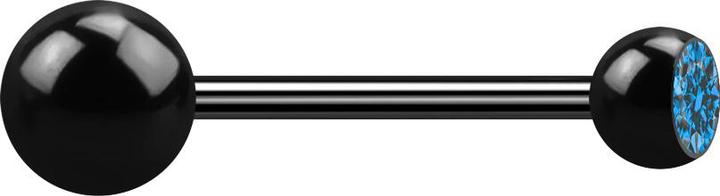 Produktbild Star Piercing Micro Barbell schwarz mit Kugel und Kugeln Kristall hellblau (ohne Messing, Chirurgenstahl 316L)
