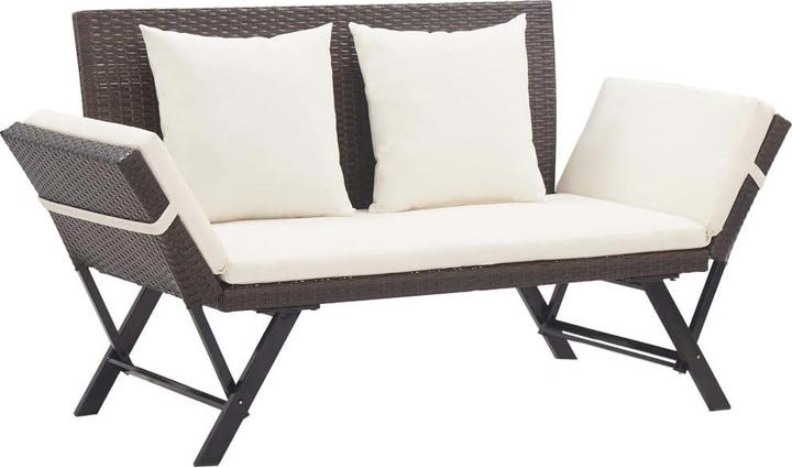 Rattan marrone + cuscini bianco crema