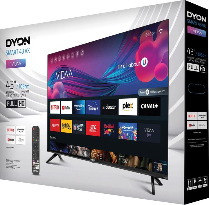 Actual product image Dyon SMART 43 VX LED TV 108cm 43 inch EEK E (A - G) DVB-S2, DVB-C, DVB-T2, CI+, Full HD, Smart TV (43", LED, Full HD)