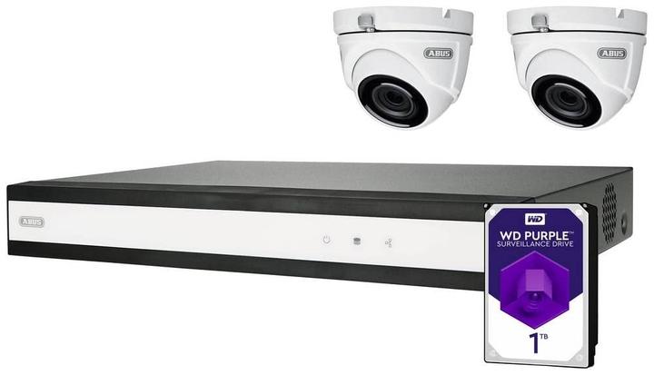 Produktbild Abus Komplett-Set mit Hybrid-Videorekorder und 2 analogen Mini-Dome-Kameras (1920 x 1080 Pixels)