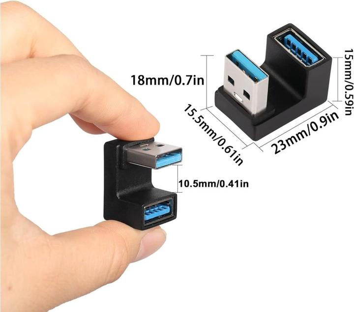 Actual product image PowerGuard USB-A to USB-A 180 degree angle U-shape down adapter (male/female) (USB 3.1)