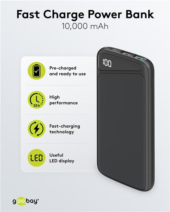 Actual product image Goobay Powerbank (10000 mAh, 22.50 W, 37 Wh)