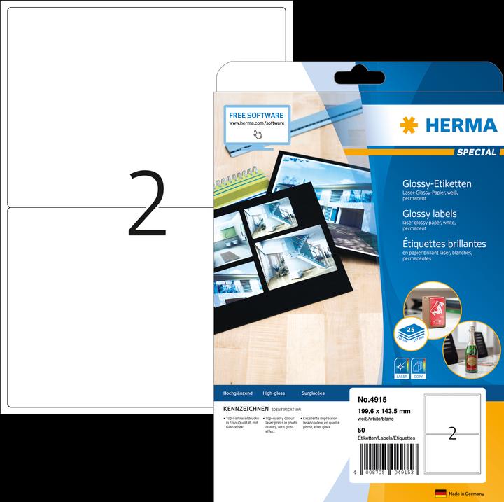 Produktbild HERMA Hochglanz Etiketten A4
