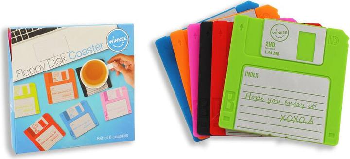 Actual product image Winkee Coaster - Floppy Disc - Six Different Colours (1 x)