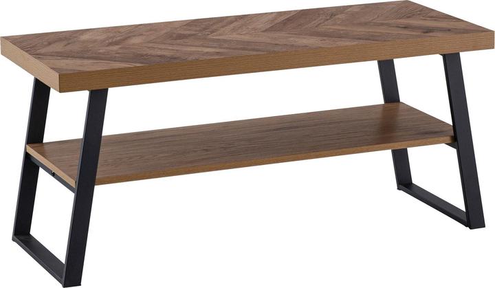FineBuy Schuhbank 100 cm Garderobenbank Eiche Fischgrät Dekor Flur Schuhregal (100 cm)