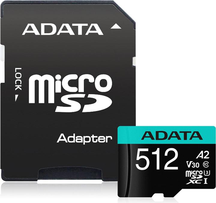 Image du produit Adata Premier Pro Adaptateur inclus (512 Go, microSDHC, U3, UHS-I)