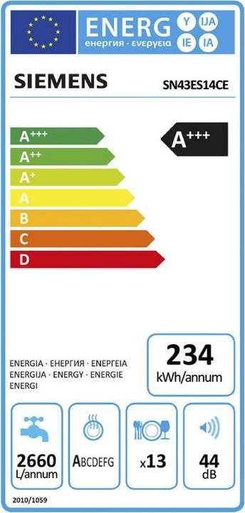 Label énergétique Siemens SN43ES14CE