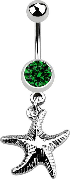 Immagine prodotto Star Piercing Banane silber mit Anhänger Seestern grün (senza ottone, Acciaio chirurgico 316L)