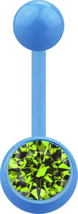 Actual product image Star Piercing Banana light blue with ball and ball crystal light green (Acrylic, without brass)