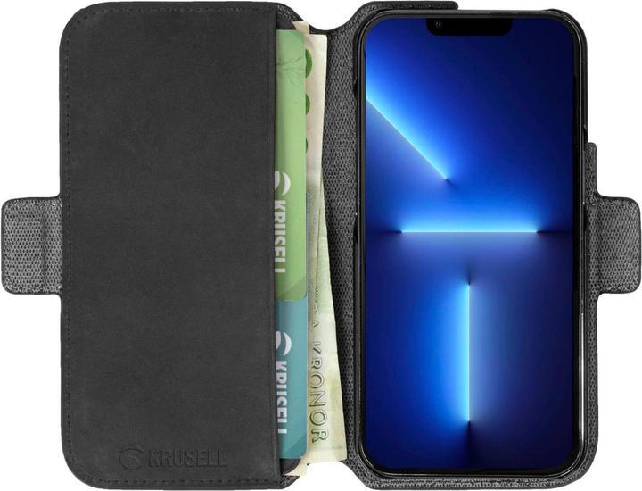 Productafbeelding Krusell Leren PhoneWallet Apple iPhone 13 Pro zwart (62395) (Apple iPhone 13 Pro)