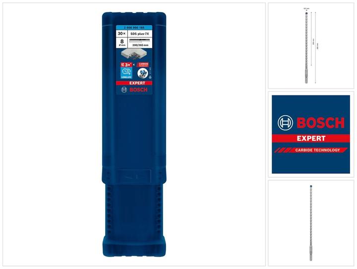 Actual product image Bosch Professional Zubehör Expert SDS plus-7X hammer drill, 8 x 200 x 265 mm,30 pcs. (8.0 millimetre)