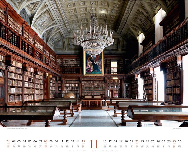 Actual product image Welt der Bücher - Bibliotheken-Kalender 2026 (54 x 48 cm, Hardcover, English, French, German)