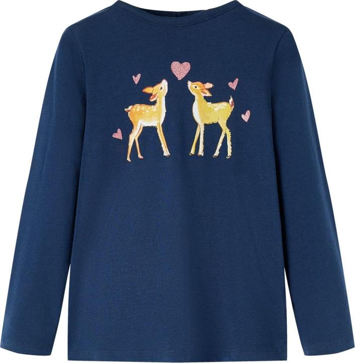 VidaXL Kinder-Langarmshirt Marineblau 116,Material: 95 % Baumwolle (116)